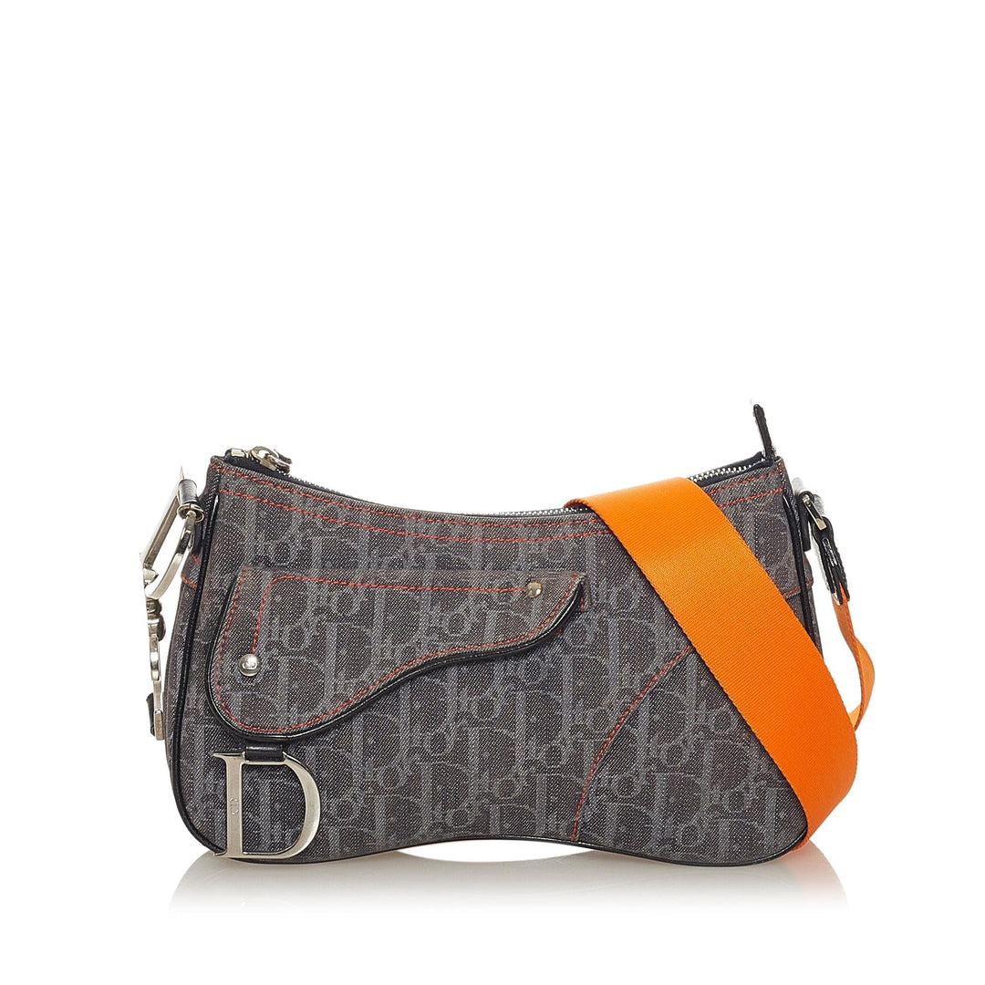Dior Dior Oblique Canvas Saddle Crossbody Bag (SHG-27571