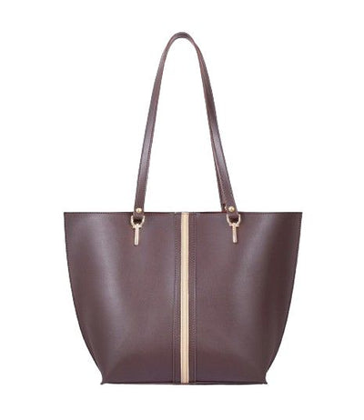 Dark Brown Centre-Stripe Tote Bag