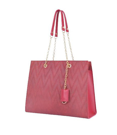 Maroon Zig-Zag Pattern Tote handbag