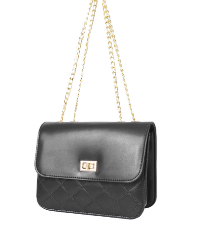 Black quilted chain cross-body bag