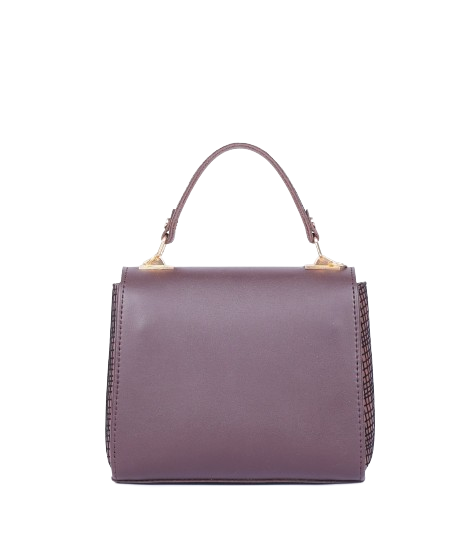 Dark brown criss-cross top-handle bag